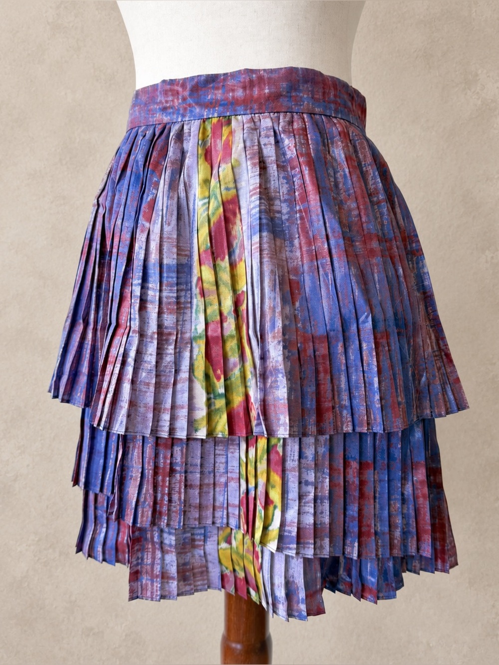 Suno Tiered Skirt with Accordion Pleats Sz S